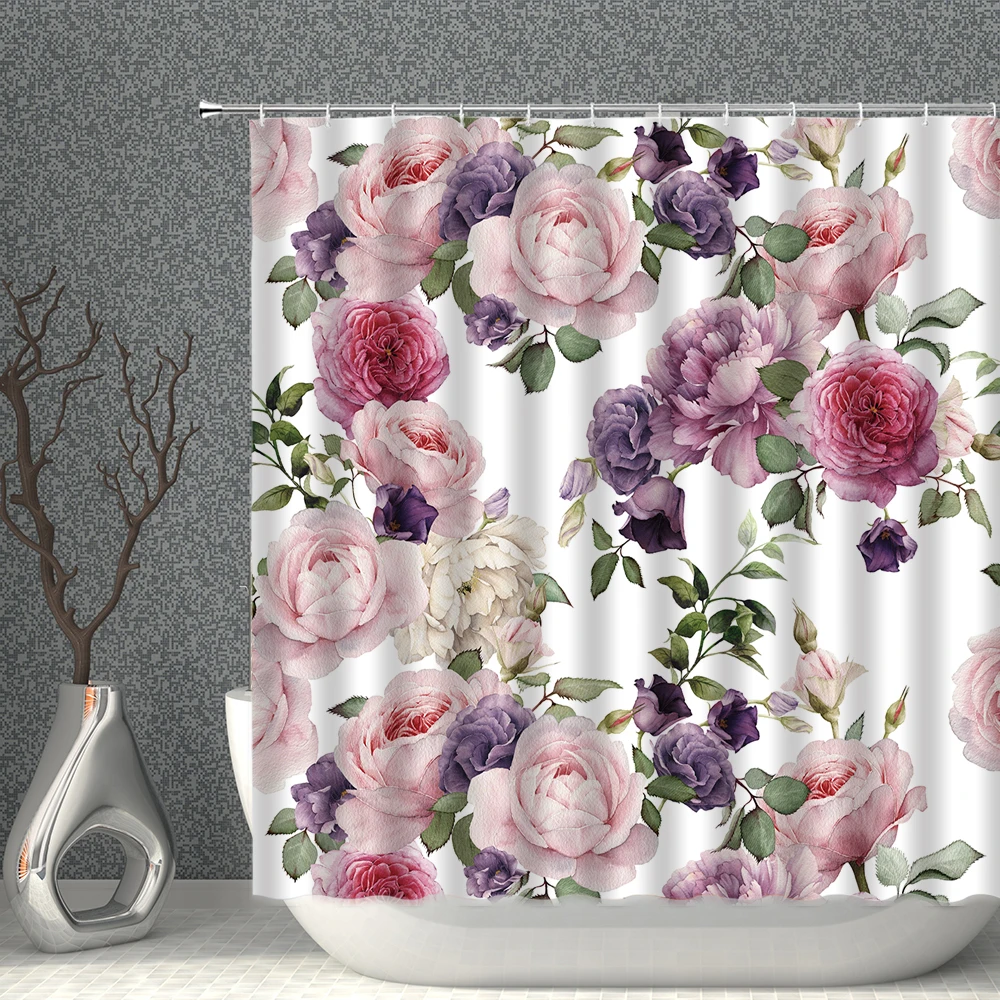 

Best Selling 3D Flower And Animal Shower Curtain Plant Printing With Hook Natural Landscape Home Decoration Bathroom Curtains