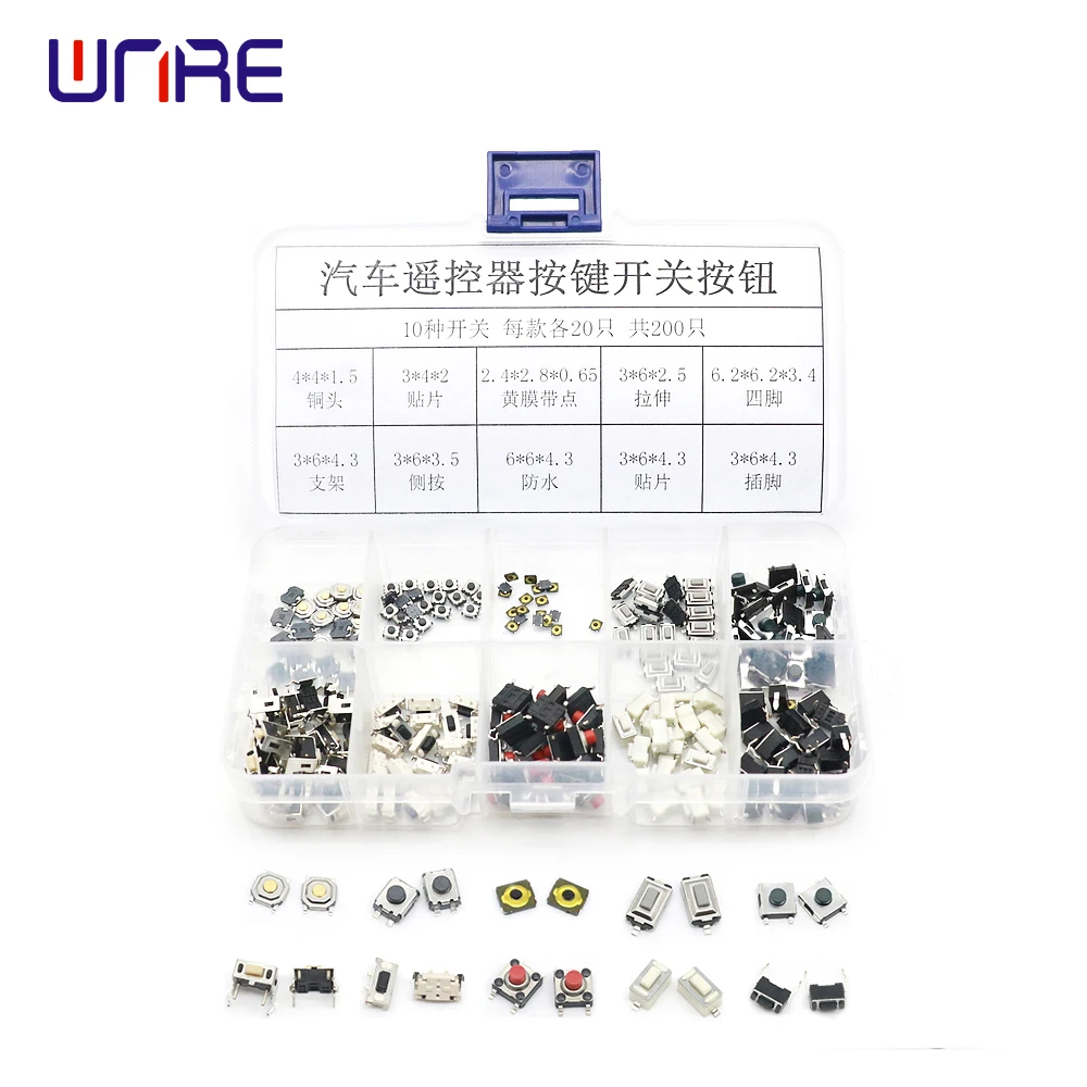 200 шт./лот 10 типов переключателей в ассортименте Микро Кнопка тактовые