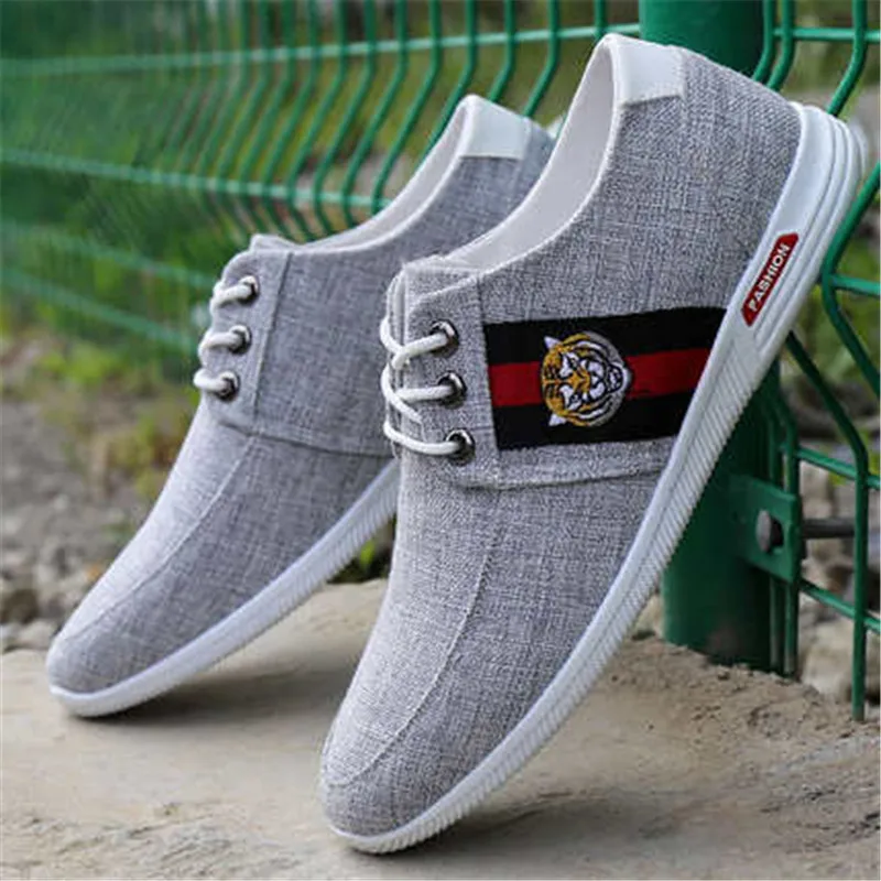 Men Driving Shoes Mens gray Canvas Shoes Slip On Loafers Italian   Lace up Men Shoes Men Casual Running Shoes Zapatos De Hombre