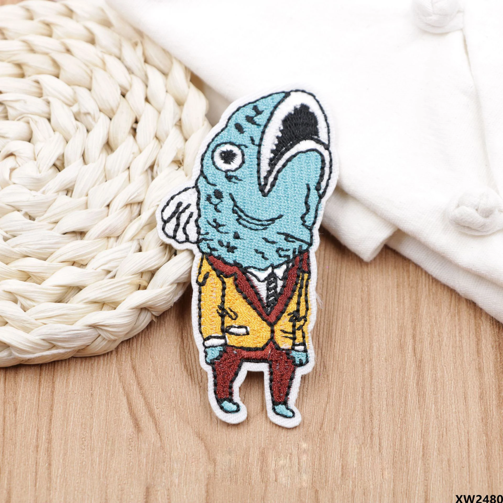 Вышивка в виде акулы патч для одежды куртки наклейки пришивка аппликация