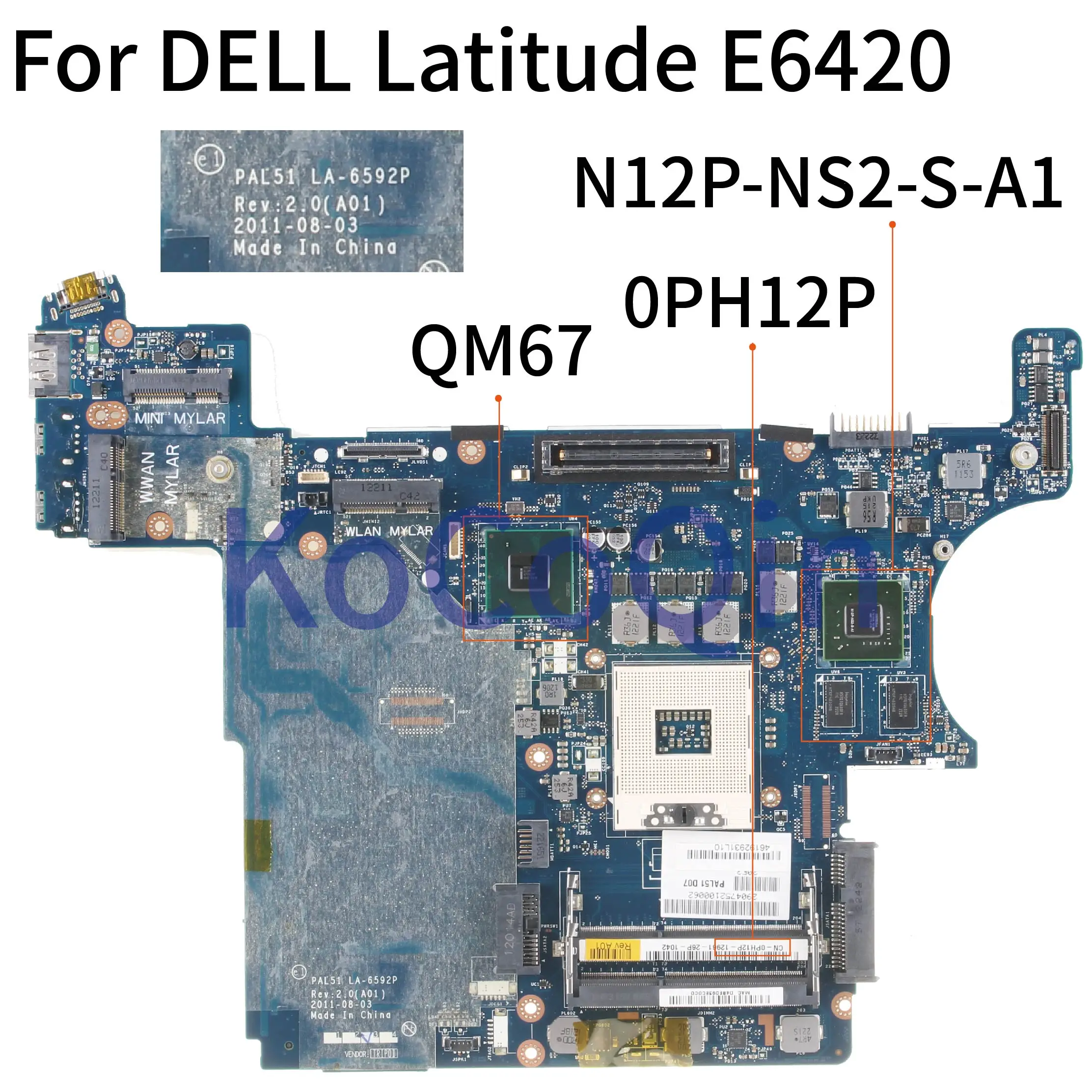 Kocoqin Placa-mãe para Computador Laptop Dell Latitude E6420 Tamanhos Diferentes Placa-mãe para notebook