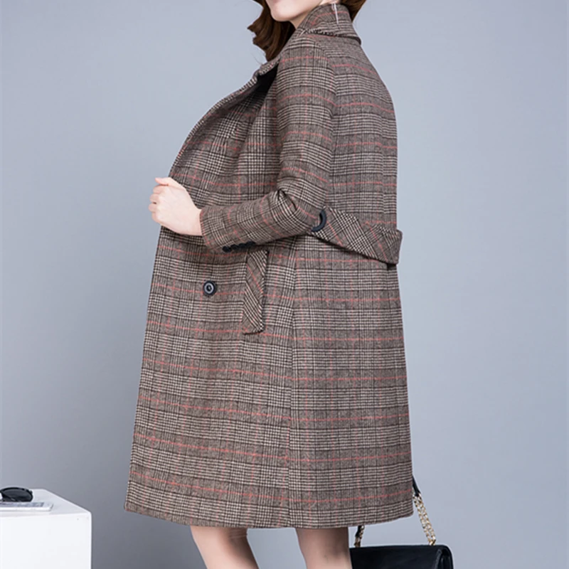 

Шерстяное модное женское пальто с длинным рукавом, v-образным вырезом и регулируемой талией, Свободное пальто с карманами, женское теплое ше...