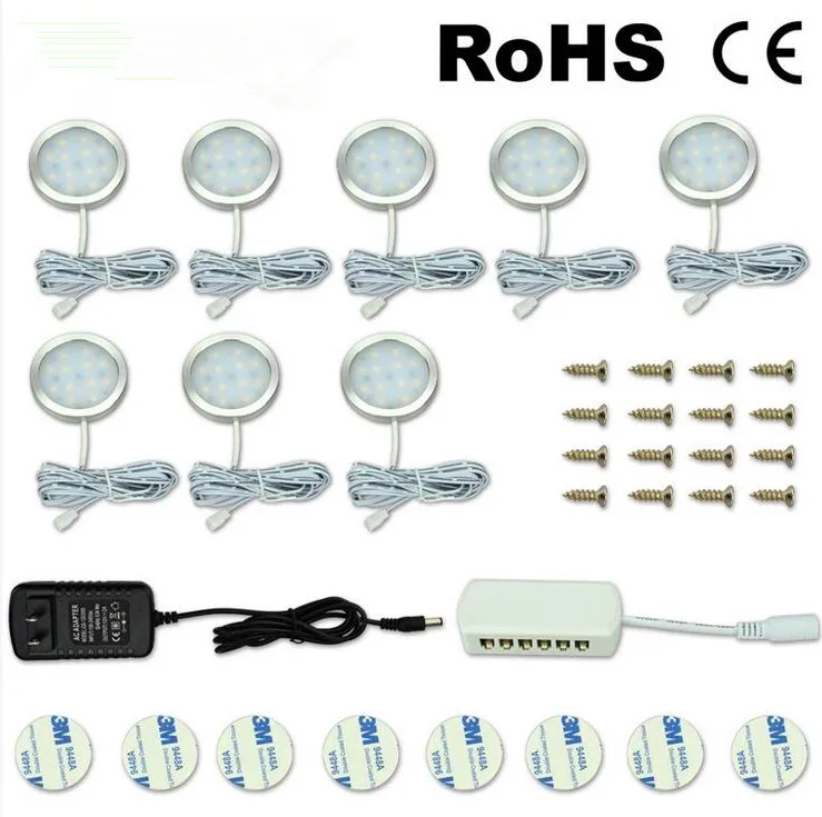 2 5 W светодиодные лампы под шкафом шайба Свет ультра тонкий круглый декоративный