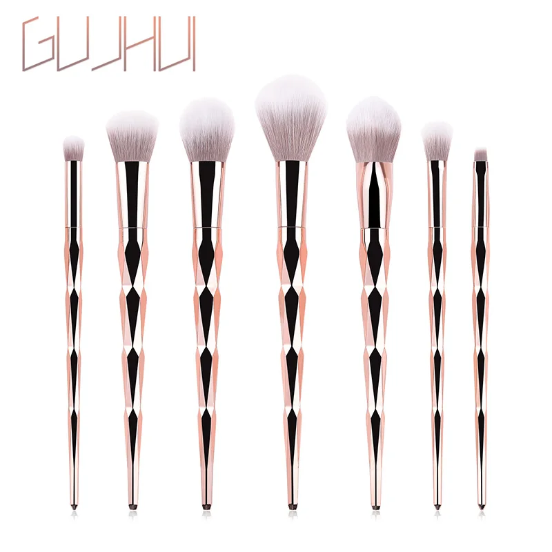 Fashion 7pcs Gold Unicorn Makeup Brush Set Diamond Foundation Blending Power Eyeshadow Brush Cosmetic Beauty Make Up Tool Kit