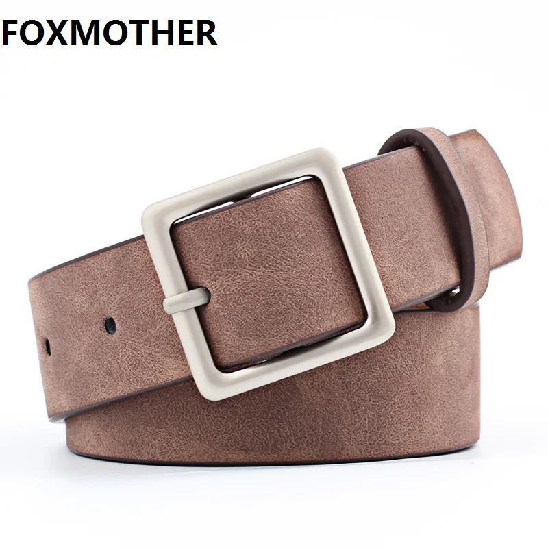 Ремень FOXMOTHER из искусственной кожи Женский, винтажный пояс с классической пряжкой из сплава, коричневый чёрный белый