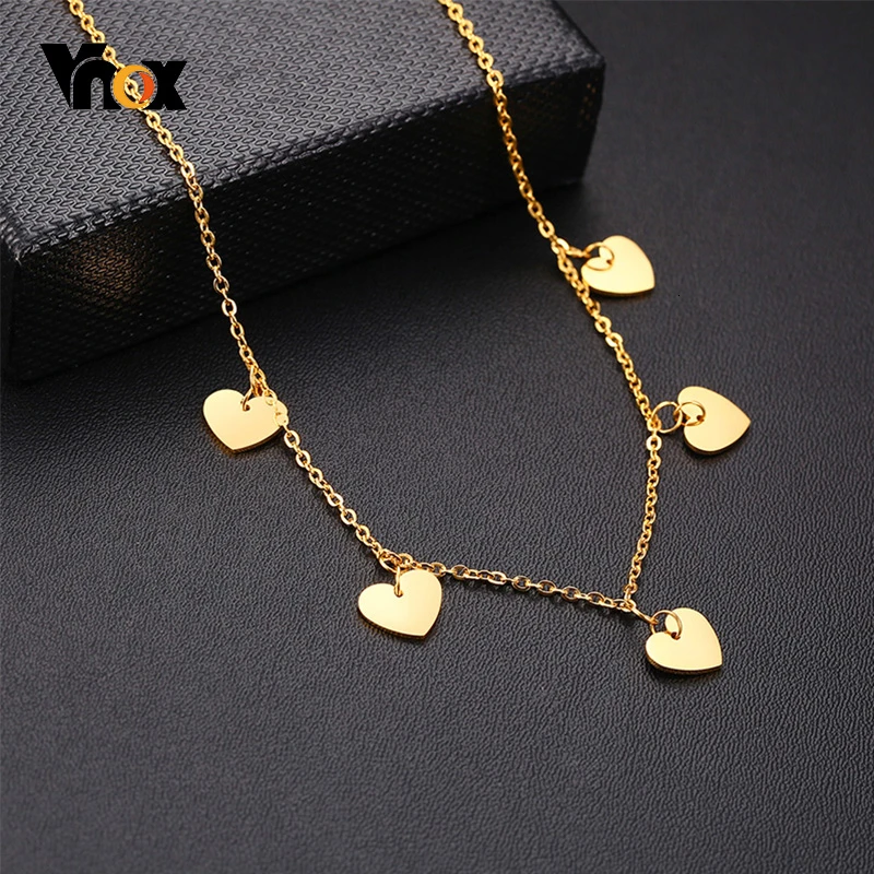 Vnox темперамент сердце очарование Чокеры для женщин Твердые из нержавеющей стали