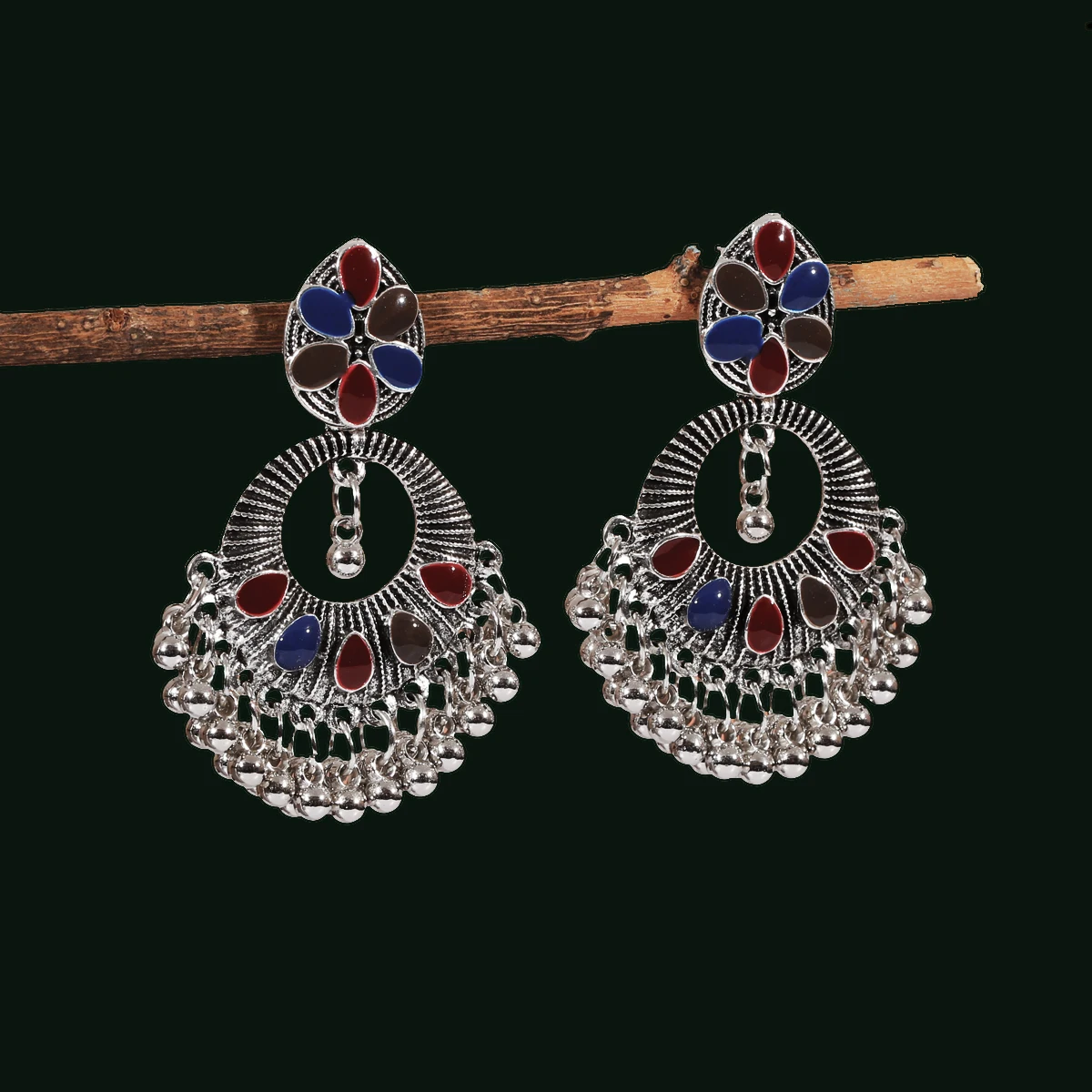 

Pendientes Mujer Vintage Ethnic Indian Jhumka Jewelry Big Circle Multi Bead Tassel Earrings Antique Woman Drop Earring Brincos