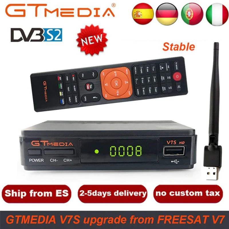 V7S HD with 5 lines Freesat V7 HD Ccam спутниковый ресивер+ 1 год Европа Испания CCam 5 Cline сервер+ 1 USB wifi DVB-S2 ресивер спутниковый HD ресивер - Цвет: V7S HD with 5 lines