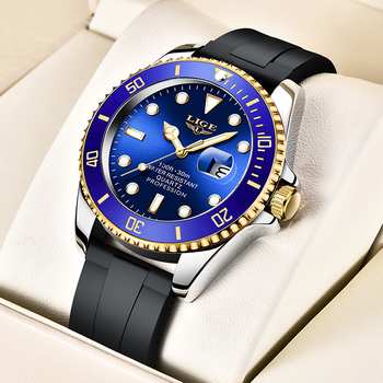 2021 LIGE Top Brand Luxury Mens Watches Business 30M Waterproof Quartz Watch For Men Sport Silicone Strap Wristwatch Male+Box-36754