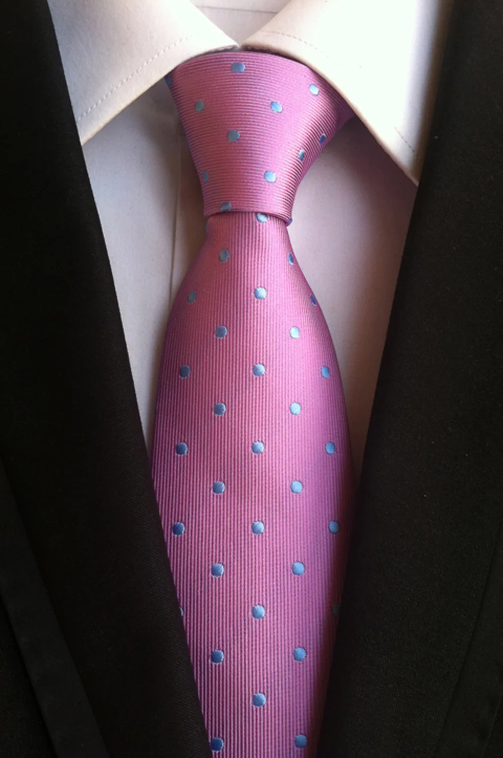 Новый дизайн мужские Модные галстуки в горошек розовый галстук синий |