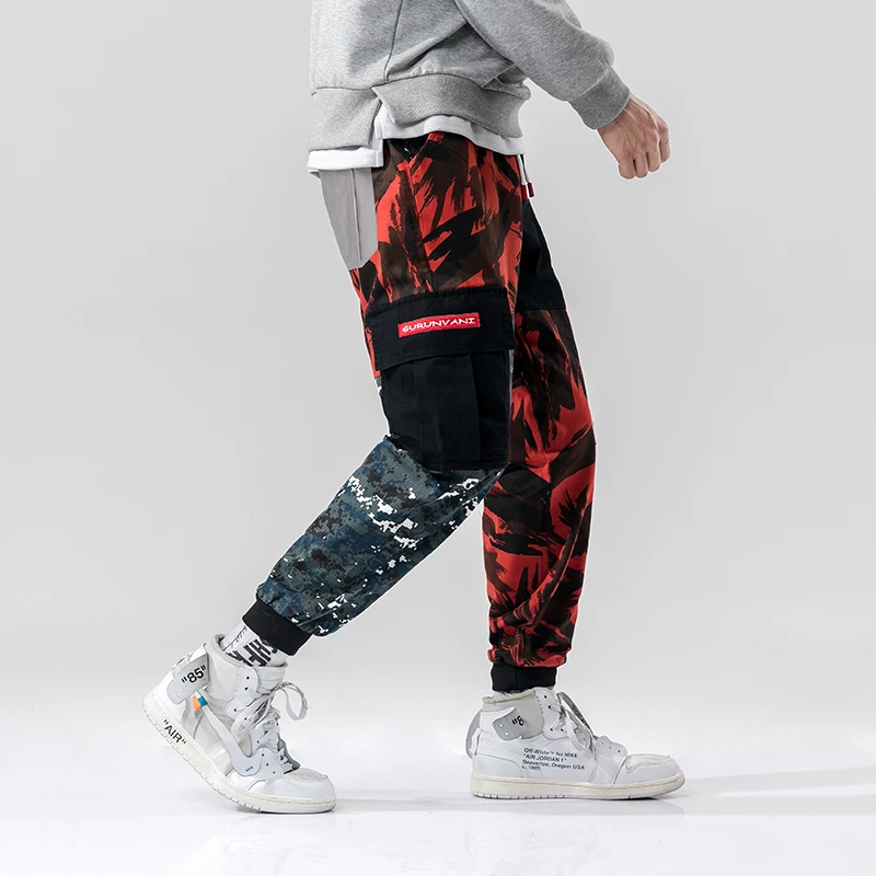 Мужские камуфляжные спортивные брюки длинные модные свободные карго в стиле хип