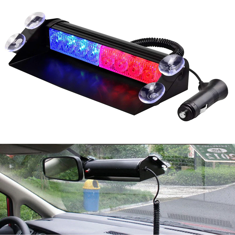 

8 LED Car Truck Emergency Flasher Sun visor LED Strobe Warning Light Police Flash Lights 3 Flashing Modes 12V