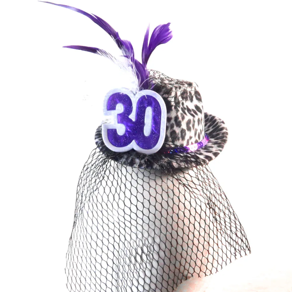 2018 Новый дизайн Мода Фиолетовый leopard фетровая шляпа принцессы на день рождения