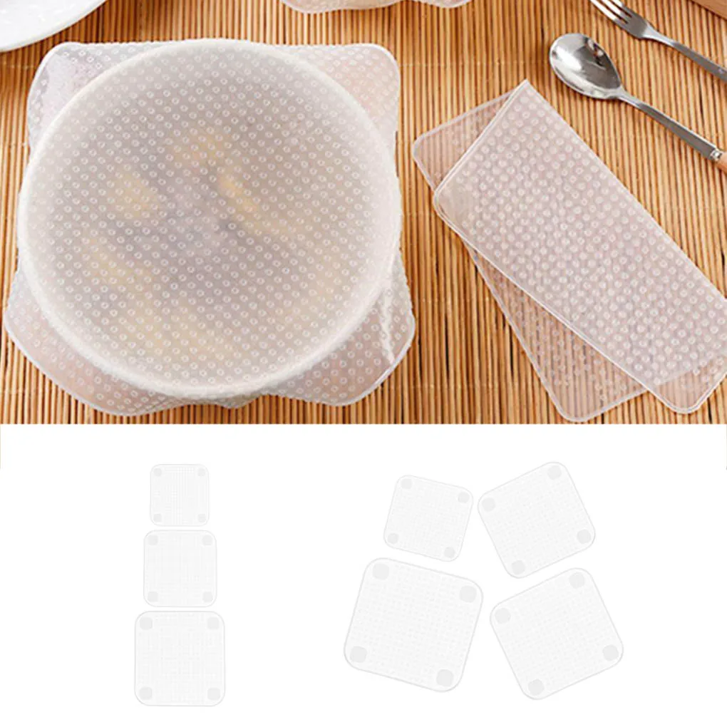 1/3/4 шт. многоразовые силиконовые Еда супница Чехлы пищевая пленка свежести