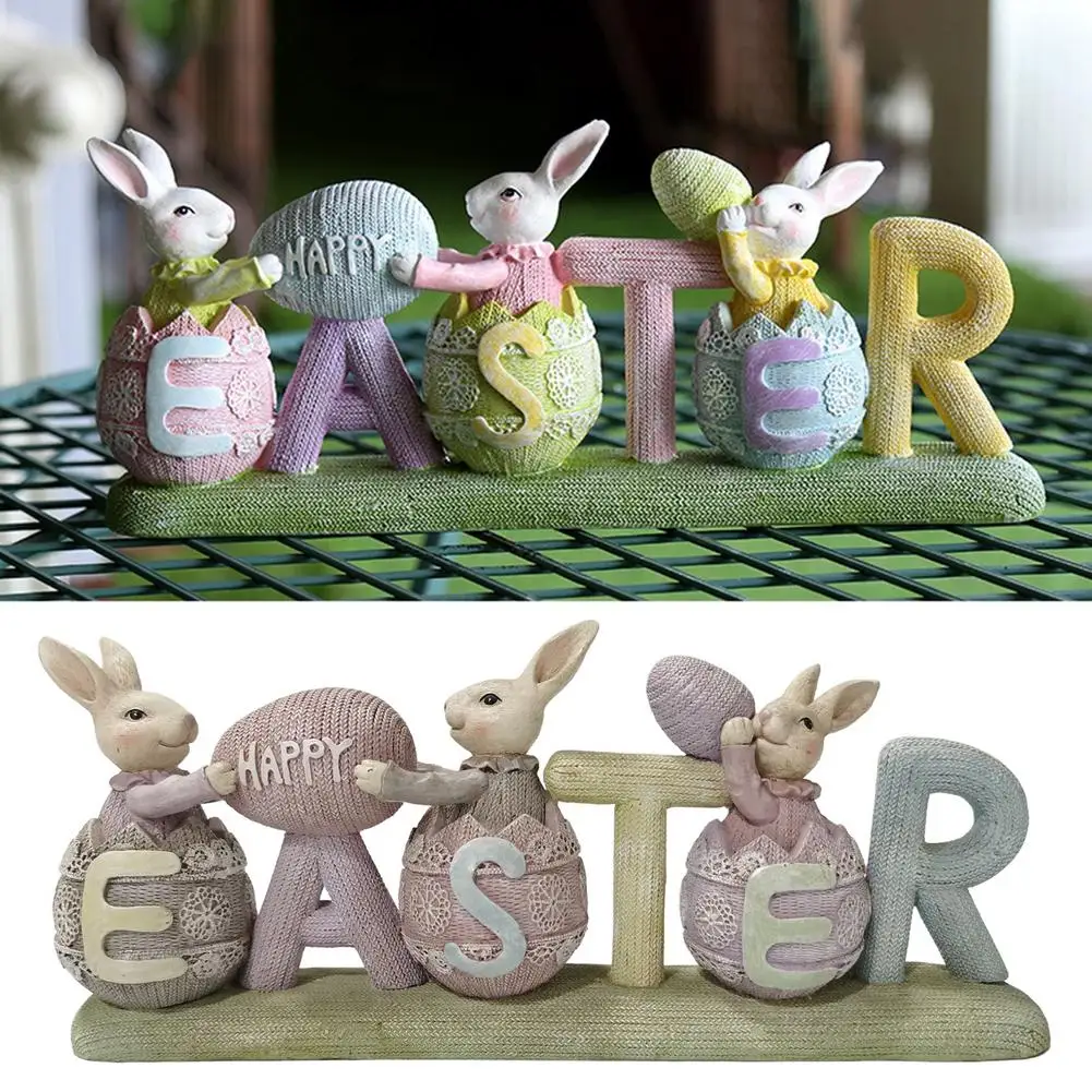 

Счастливый Пасхальный Зайчик, фотополимерный кролик, скульптура, украшение, пасхальное животное, Декор для дома и улицы
