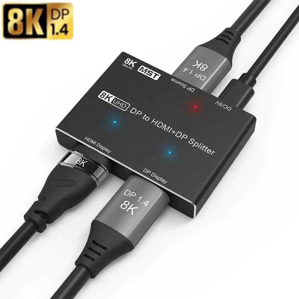 Displayport1.4 8K UHD распределитель DP к и HDMI разделитель @ 30Hz 4K 120Hz 2K 240Hz MST SST Hub для
