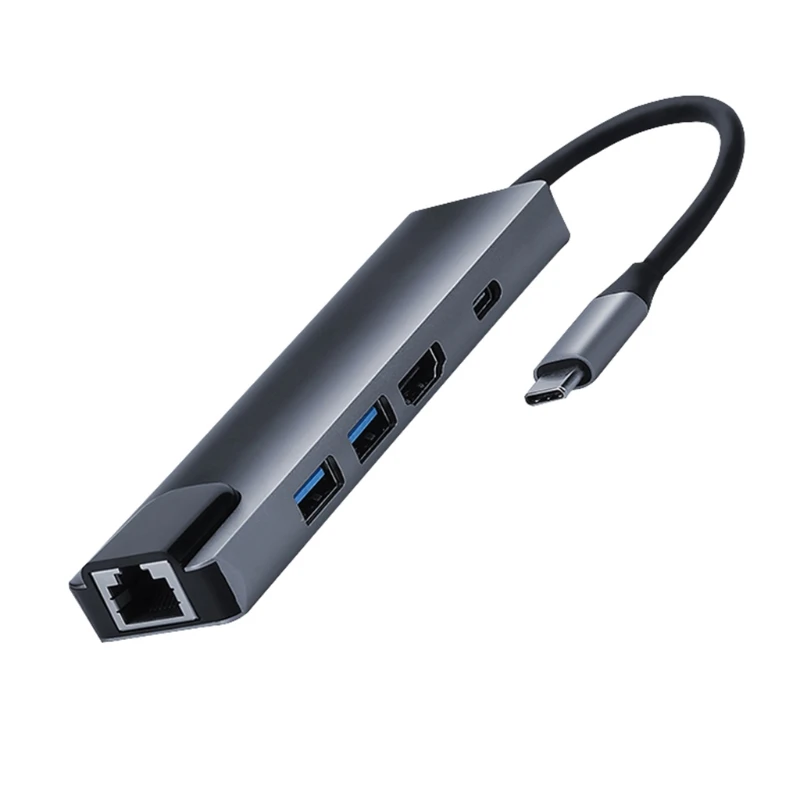 

5 Ports USB 3.0 HUB, USB Extension Type C Laptop Docking Station Computer Accessories with Type C Power Supply Port