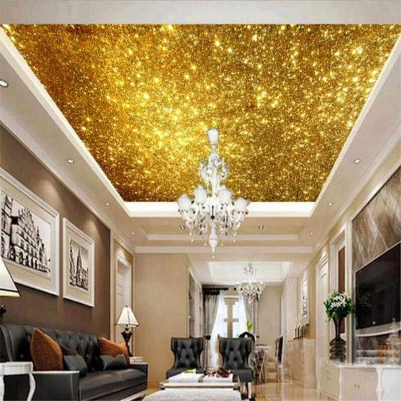 Большие настенные 3D-обои на заказ Настенные Золотые яркие частицы zenith потолочные