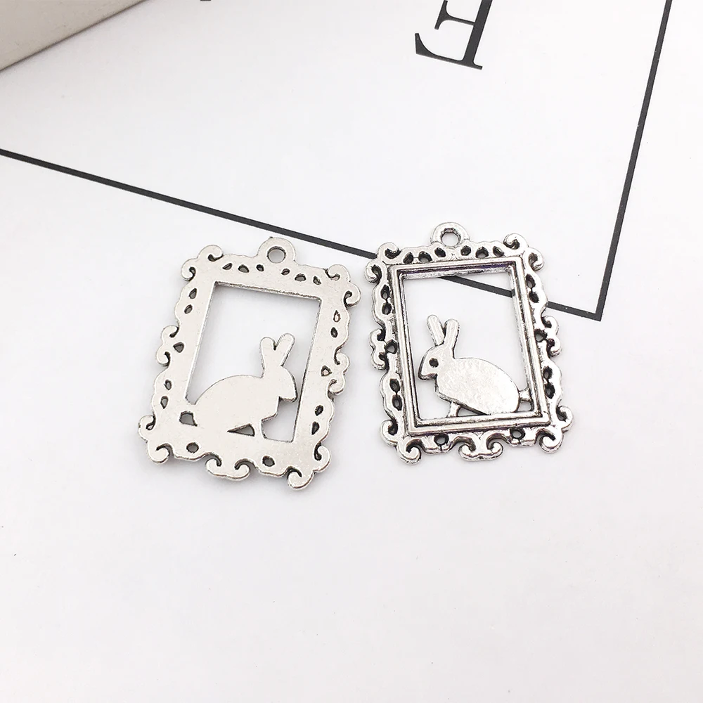 

20 шт Подвески Кролик 17 мм x 24 мм DIY ювелирных изделий Кулон Античный серебряный цвет