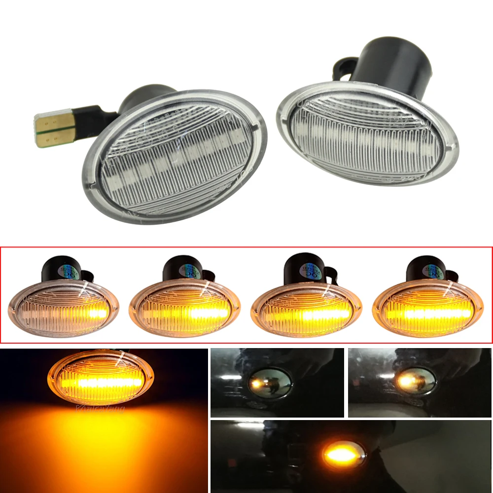 

2x Dynamic LED Side Marker Turn Signal Lights for Maserati GranCabrio Granturismo for Lancia Lybra for Fiat 500 For Ford KA Alfa