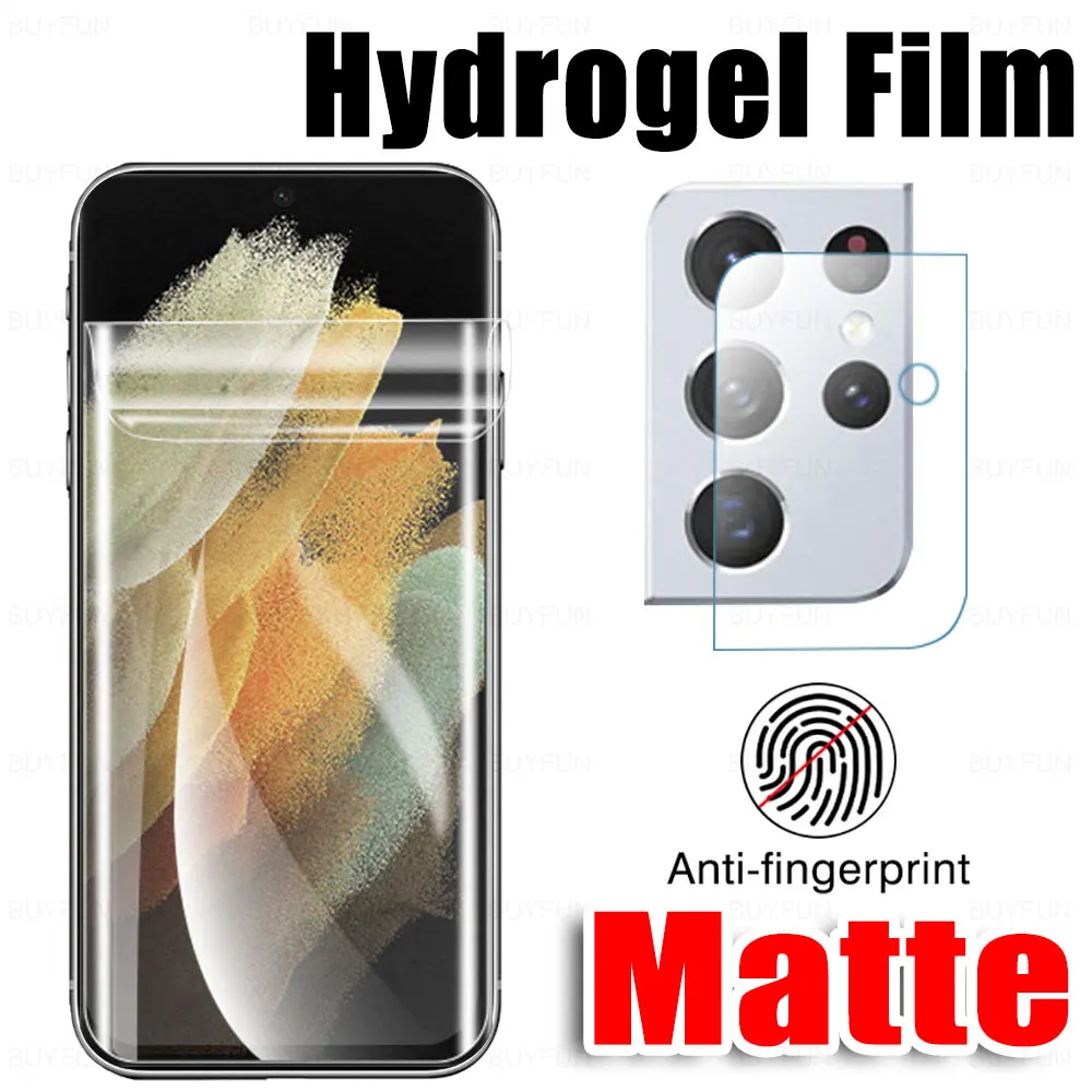 

Защитное стекло для камеры 2 в 1 + Гидрогелевая пленка для экрана Samsung Galaxy S21 Ultra S 21, матовые Защитные пленки на Samsun S21 + Plus