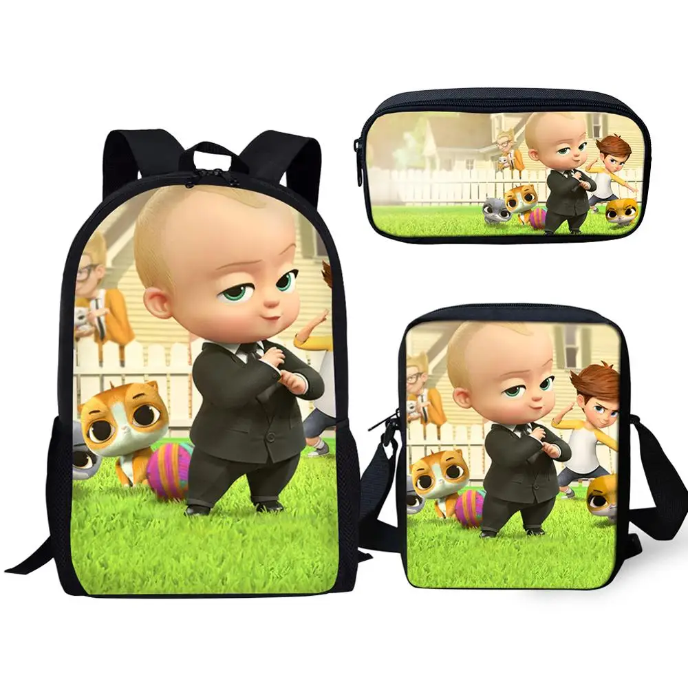 Мультфильм босс детский школьный рюкзак набор/комплект из 3 предметов для