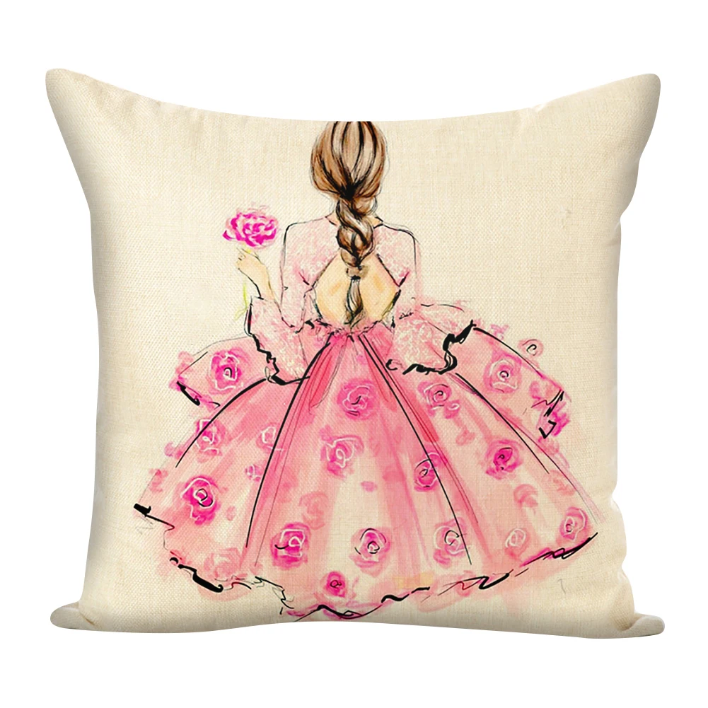 45x45 см квадратный город девушка Подушка Чехол для подушки дом автомобиль Диван