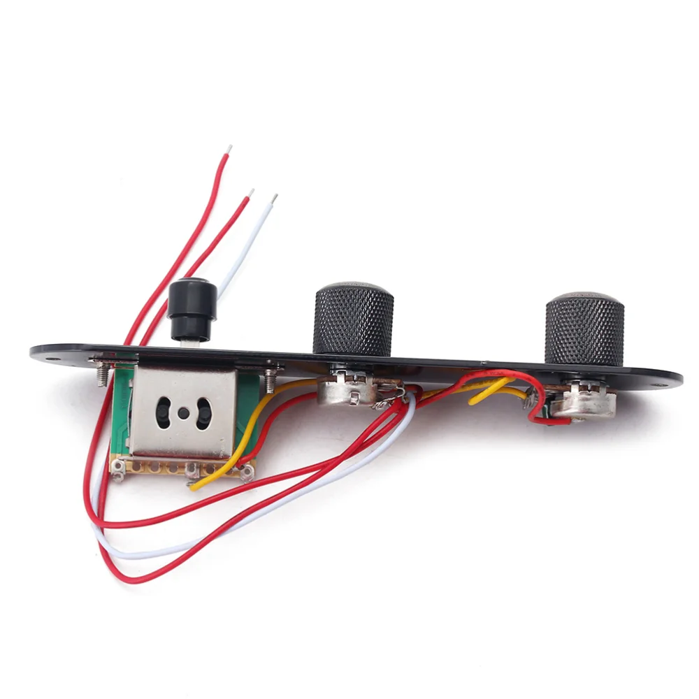 

3 Way Wired Loaded Prewired Control Plate Harness Switch Knobs for Guitar Parts GE210A (Black)