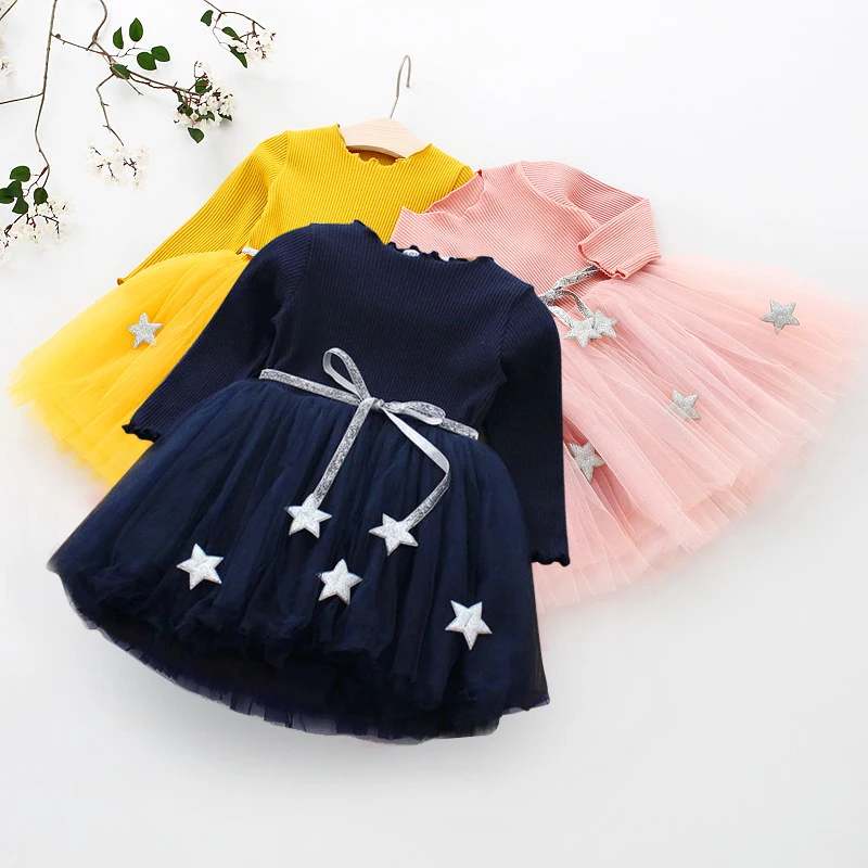 

Pentagram Princess Dress Brand Girls Clothes Long Sleeve Kids Spring Autumn Casual Children Clothing 3-8 Years Girls Dress