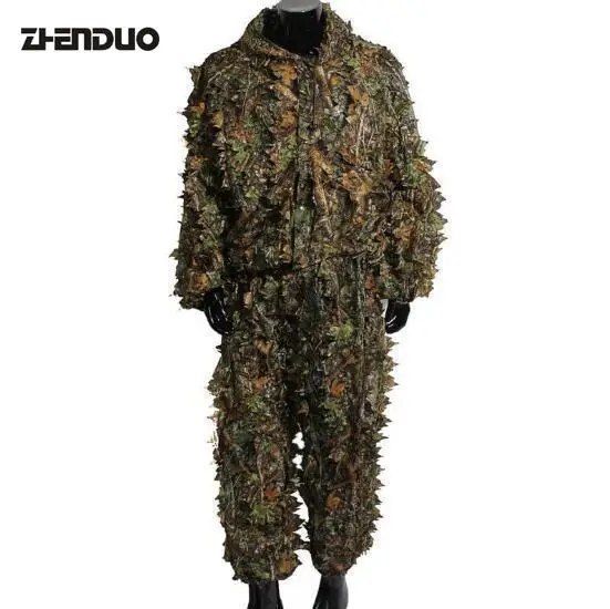 

Outdoor Ghillie Suit Camouflage Clothes CS Training Leaves Clothing Hunting Suit Pant Hooded Outfit Tactical Uniform Jungle Camo
