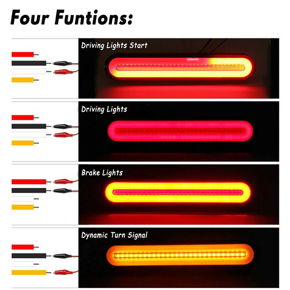 

Rear LED Light 3000K DC12-30V Taillight Brake Turn Signal Lamp Halo Ring Waterproof Replacement Set