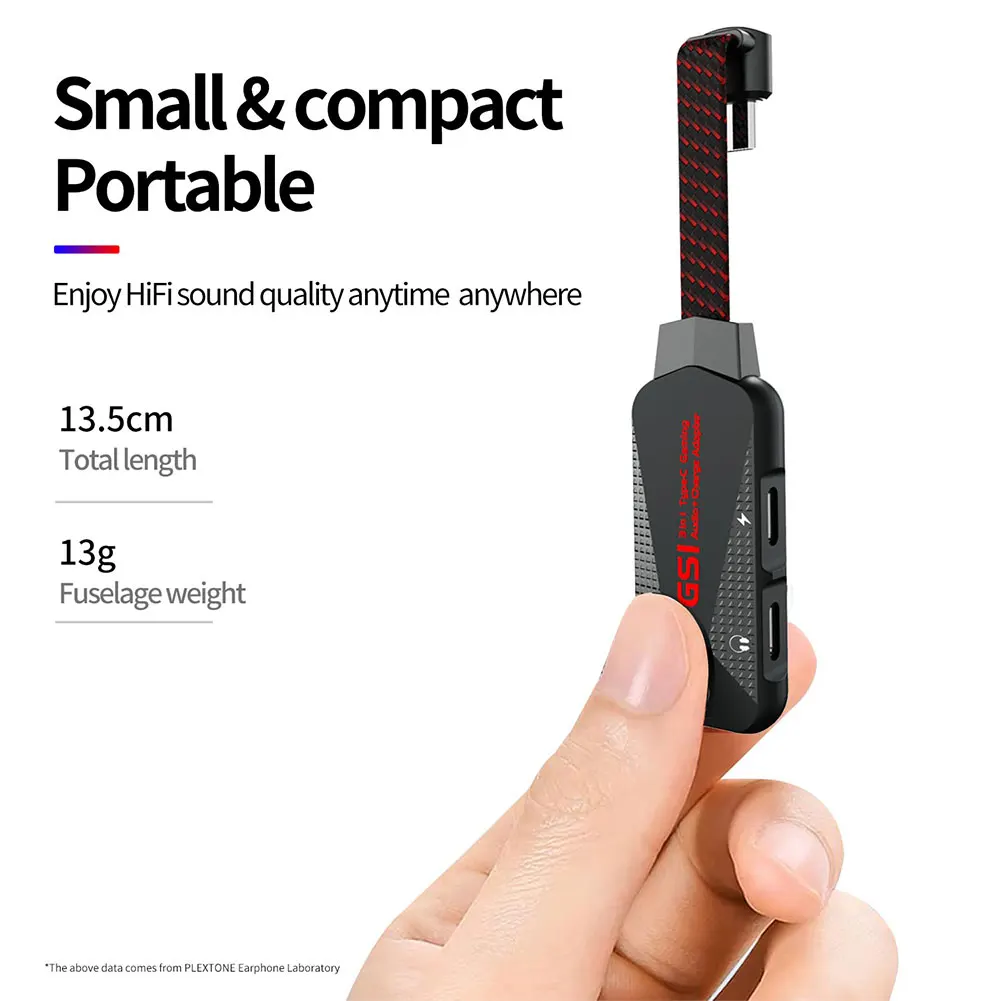 

Mobile Phone Game Sound Card Audio Adapter Cable GS1 USB C Charging Adapter Sound Card 3 in 1 Type-C to 3.5mm QC Fast Charging