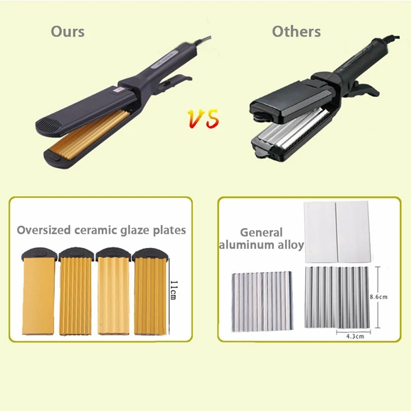 

US Plug 220V 4 in 1 Replaceable Ceramic Hair Curly Hair Straight Iron Flat Iron Crimped Hair Iron