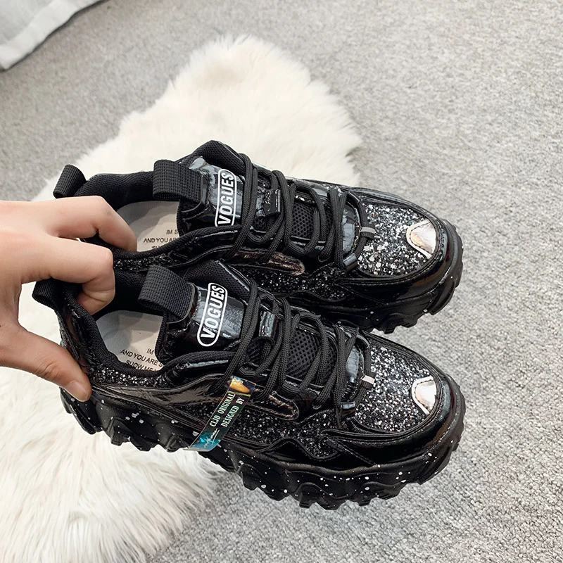 Кроссовки женские массивные на платформе Вулканизированная подошва со