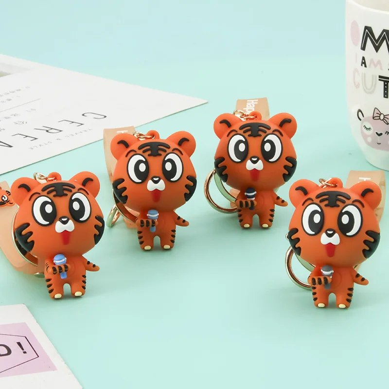 

Creative Tiger Year Mascot Zodiac Tiger Keychain Cartoon Gift Gift Couple Car Bag Toy Jewelry Keyring Tiger Pendant Key Chains