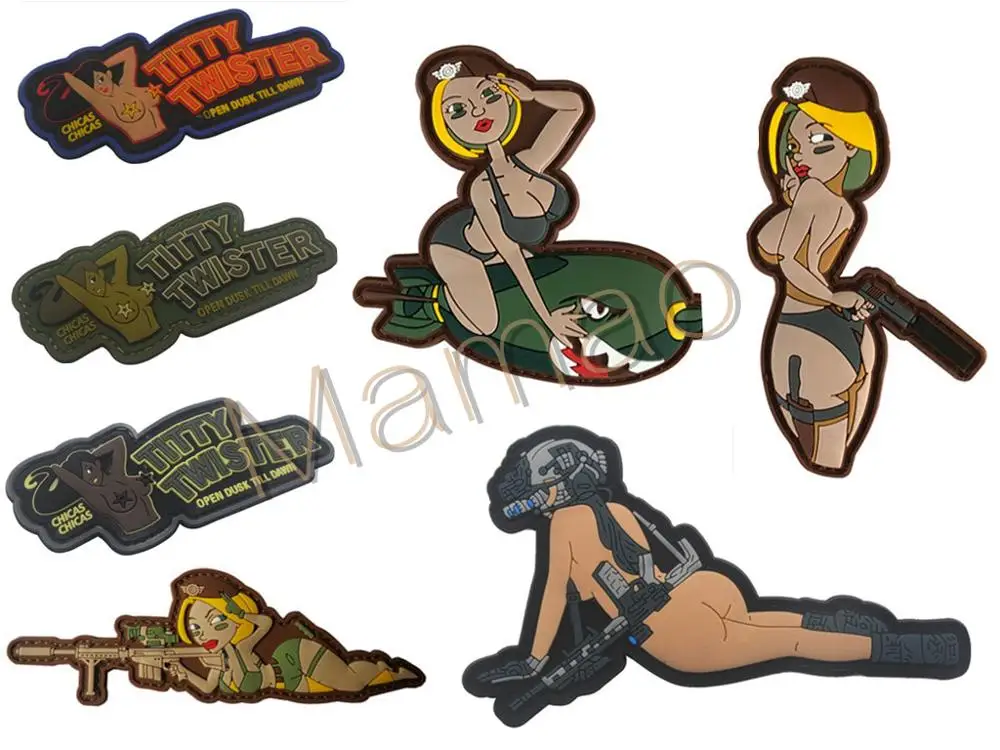 Тактические милитари 3D пистолет девушка ПВХ сексуальная патч военные нашивки