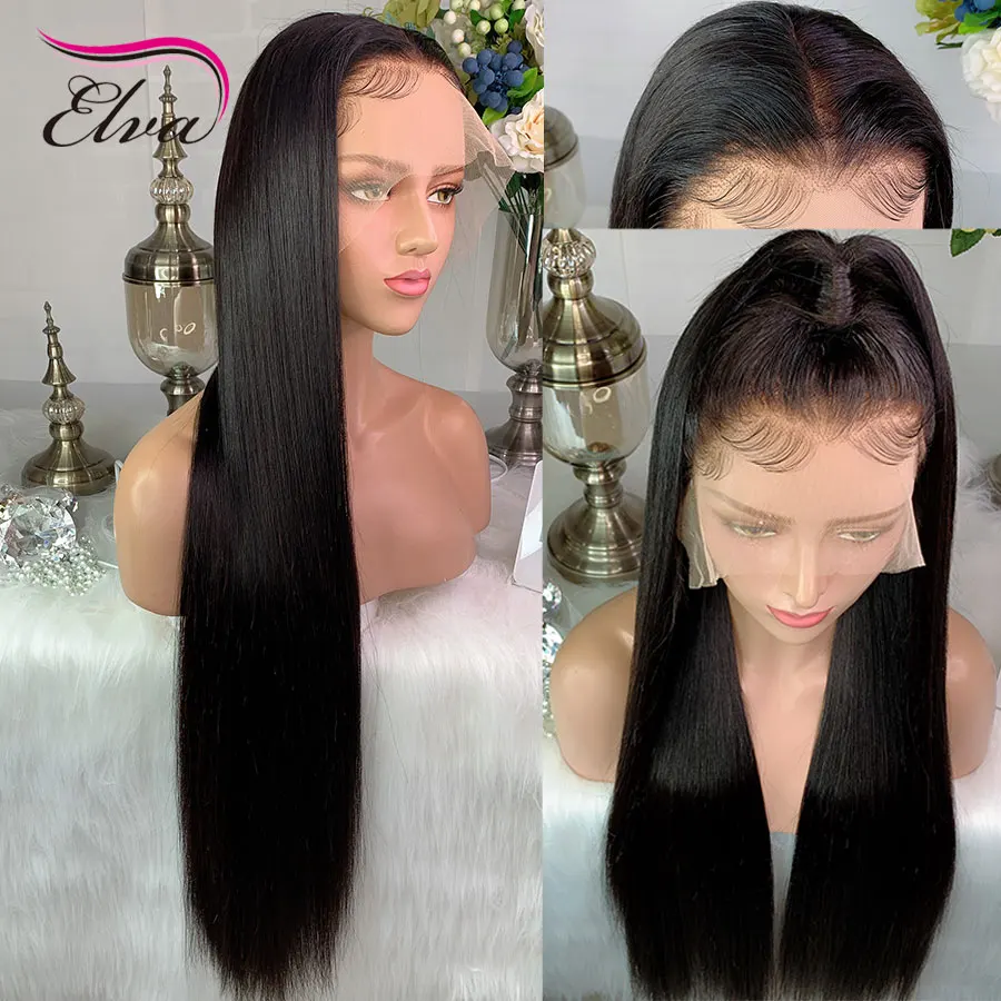 Elva Hair 150% Density Straight 13x6 Lace Front Human Wigs Pre Plucked With Baby Brazilian Remy For Black Women |