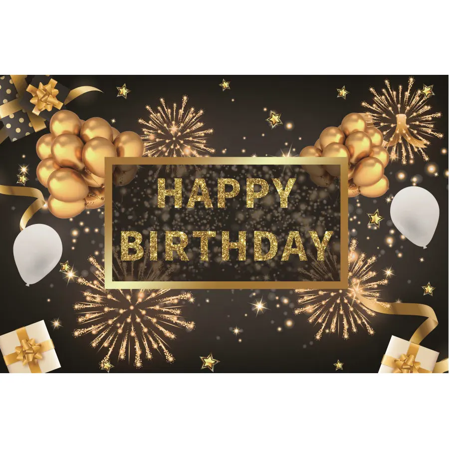 

Firework and Happy Birthday Backdrop Party Photography Background Holiday Celebration Photo Booth Studio Decor