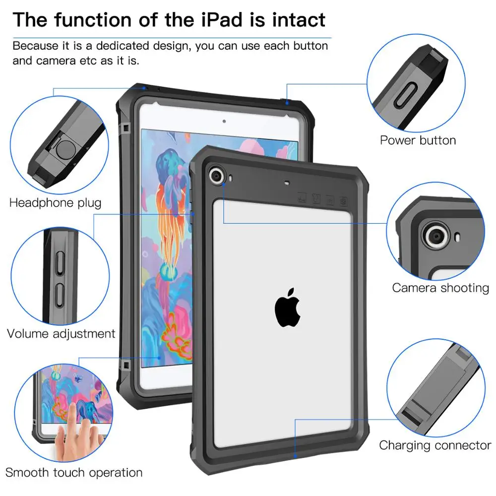 Водонепроницаемый чехол для IPad Mini 4 5 с держателем карандашом из ТПУ Прозрачный