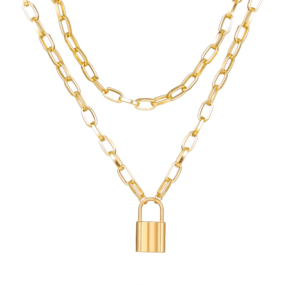 

Vienkim Layered Chain Necklace Chains Lock Pendant Jewelry For Women Punk Choker Padlock Goth Jewelry Aesthetic Accessories