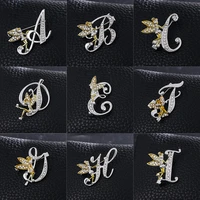 angel english original letter brooches fashion gold classic fairy inlaid rhinestones alloy wholesal brooch jewelry accessories