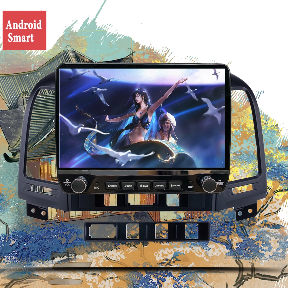 8-ядерный Android 13.0 128G ROM DVD-плеер Bluetooth GPS-навигация Радио для 2005-2012 годов HYUNDAI SANTA FE с