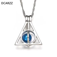 hot triangle necklace blue pearl cage pendant choker magic school trendy jewelry stainless steel women classic movies necklaces