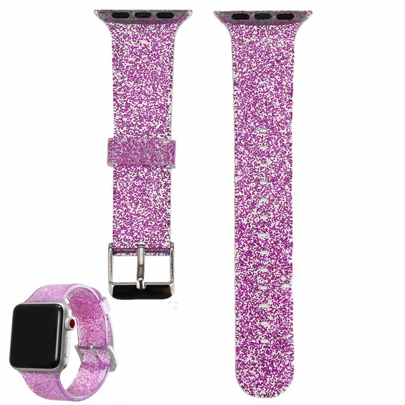 38 мм 42 силиконовый ремешок для часов Прозрачный блестящий водонепроницаемый