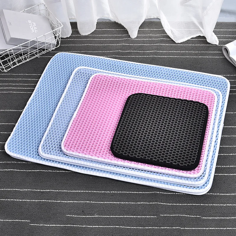 

New pet accessories eva honeycomb cat litter mat, non-slip waterproof mat, household cat and dog mat, double-layer cat foot mat,