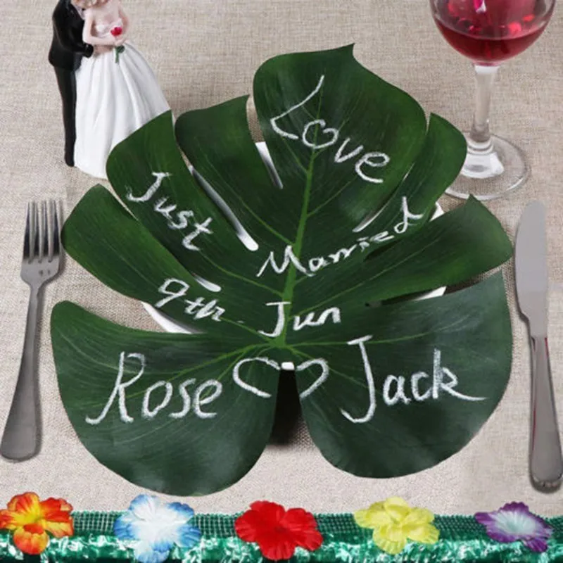 

Green Jungle Plants Artificial Leaf Tropical Palm Leaves Island Style Simulation Plant Wedding Party Table Home Decor zh1