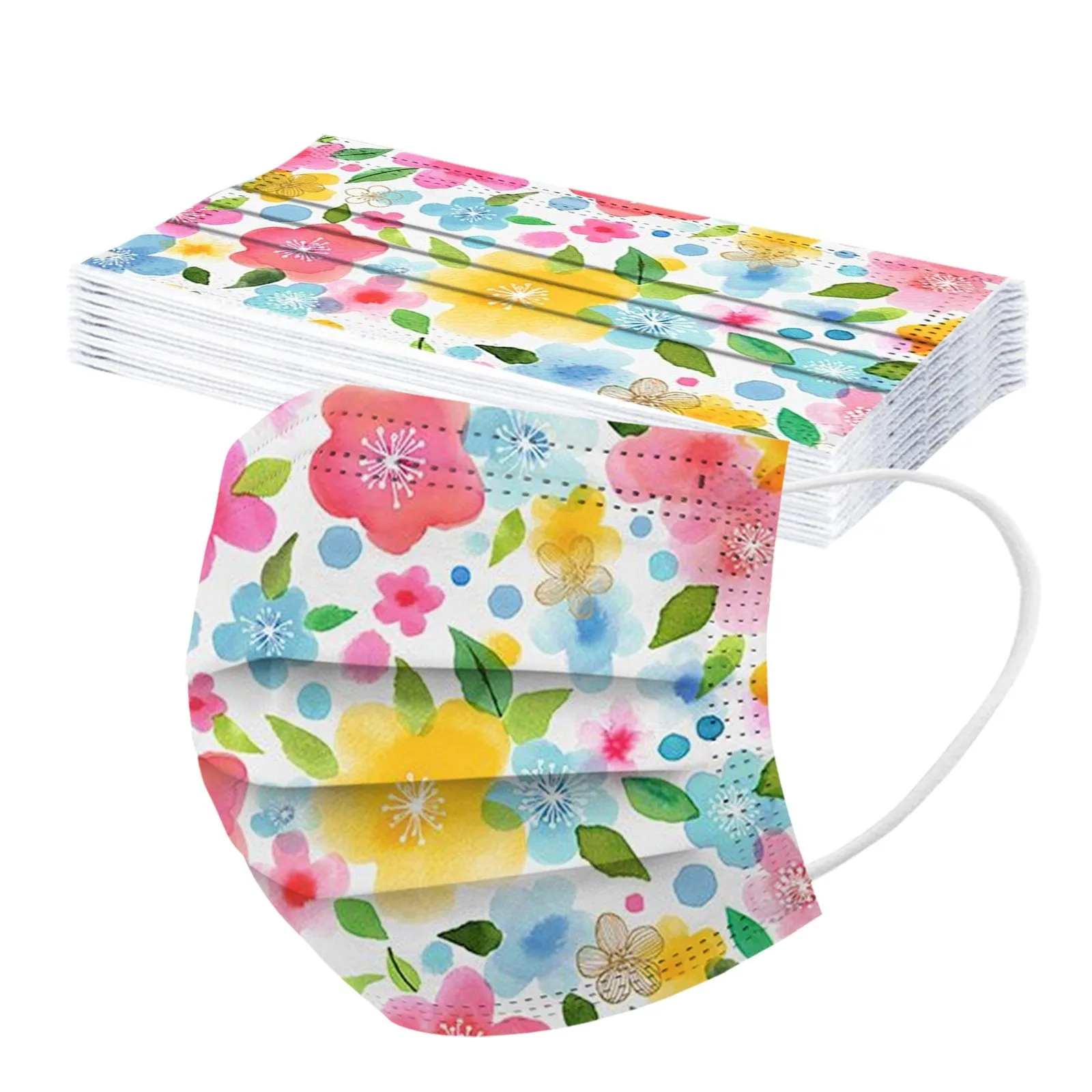 10 шт. одноразовые ветрозащитные дышащие маски для лица с цветочным принтом