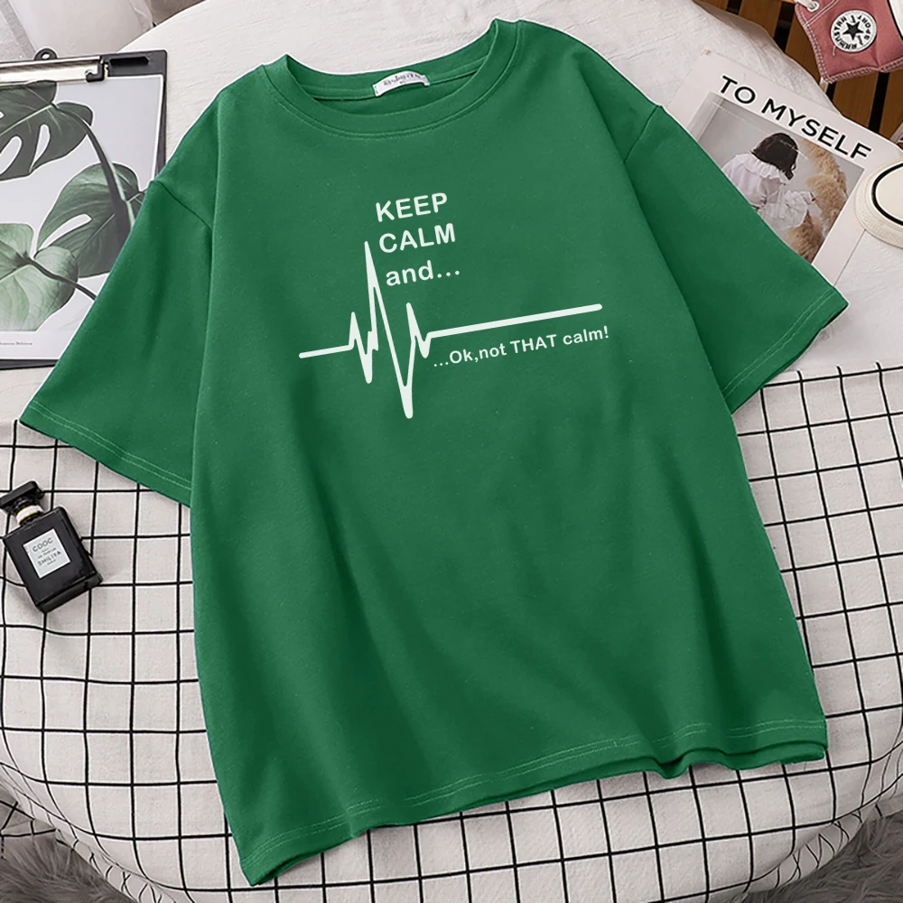 Мужская футболка с надписью Keep Calm and... Not That Funny EKG Heart Rate в стиле Харадзюку лето 2019|men