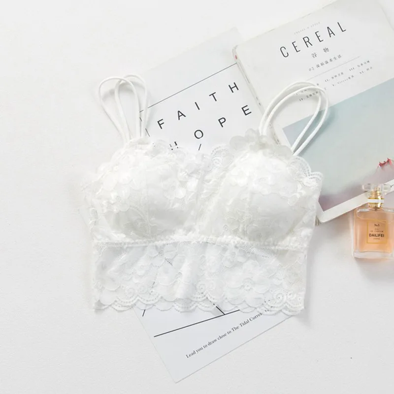 

2021 Lace Women Slip Tank Tops Female Sexy Strap Tops Summer Ladies Chiffon Sleeveless See Black White Sexy Women Bra Sweet