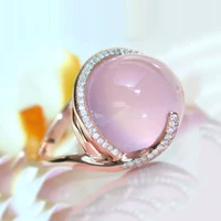 new luxury rose gold color crystal rings for women big zircon pink opals finger ring ladies fashion rhinestones engagement rings